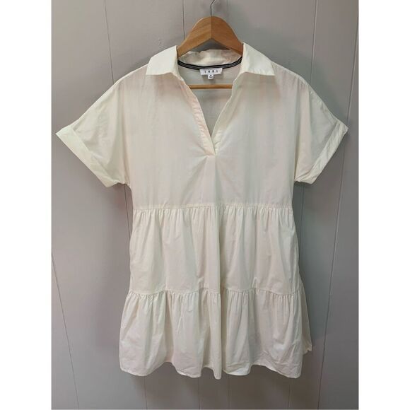 THML Womens Collared Short Sleeve Cream Dress Medium - Picture 3 of 10